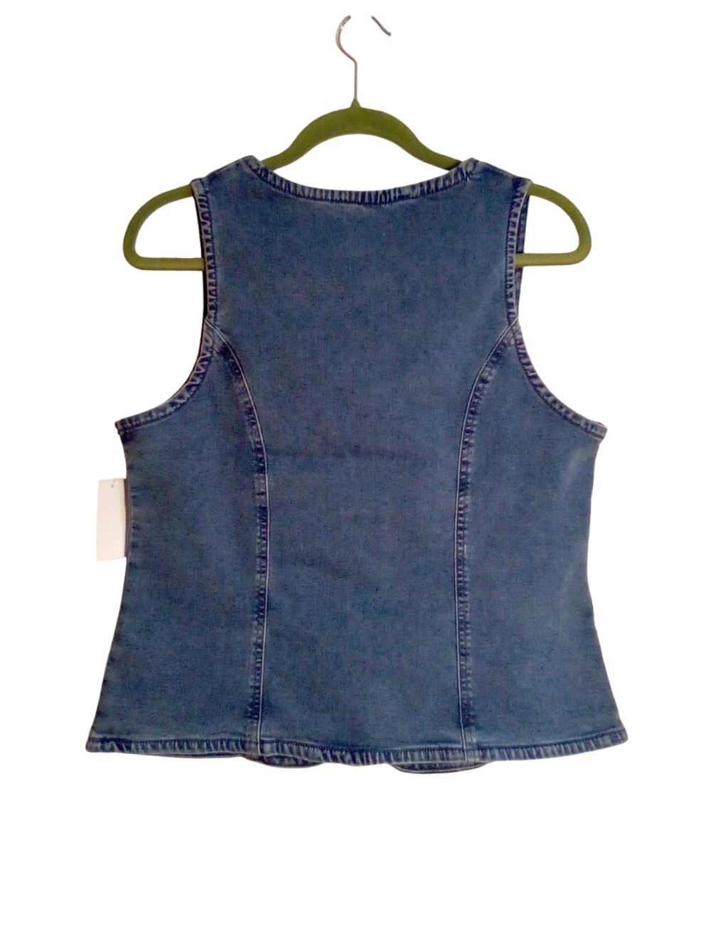 Nicole Miller New York Medium Denim Vest Tie Front Sleeveless Top Medium Blue - Picture 2 of 10